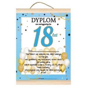 Dyplom GIFT - 18 urodziny Niebieski