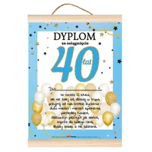 Dyplom GIFT - 40 urodziny Niebieski