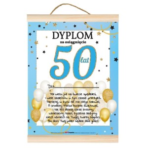 Dyplom GIFT - 50 urodziny Niebieski