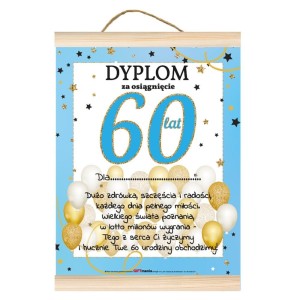 Dyplom GIFT - 60 urodziny Niebieski