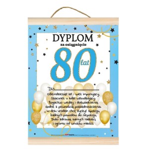Dyplom GIFT - 80 urodziny Niebieski