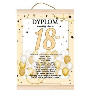 Dyplom GIFT - 18 urodziny Złoty