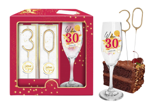 Kieliszek do szampana + Zimne ognie - 30 urodziny