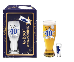 Szklanka + kieliszek STARS GRANAT - 40 urodziny