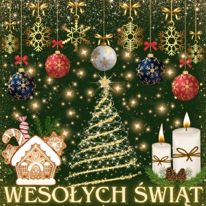 Etykieta świąteczna 20x20cm - Wesołych Świąt Zielona