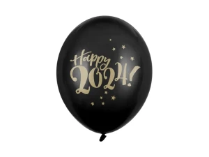 Balony 30 cm, Happy 2024! Pastel Black