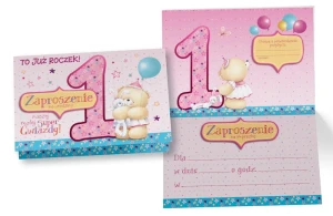 Zaproszenie ZZ-036 -  Roczek  (miś) dziewczynka