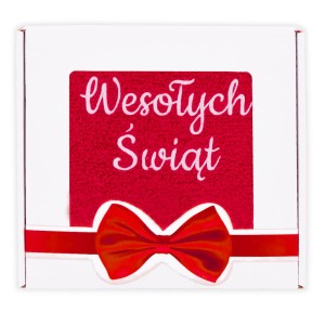 Ręcznik 100x50 Pudełko Czerwony - Wesołych Św.