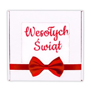 Ręcznik 100x50 Pudełko Biały - Wesołych Św.