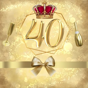 Etykieta 15 x 15 cm - 40 urodziny GOLD