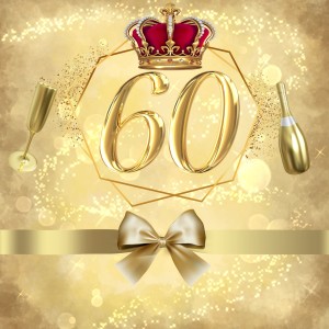 Etykieta 15 x 15 cm - 60 urodziny GOLD