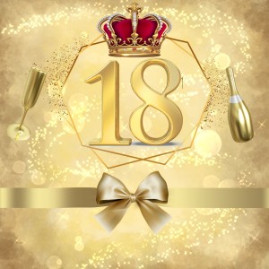 Etykieta 20 x 20 cm - 18 urodziny GOLD