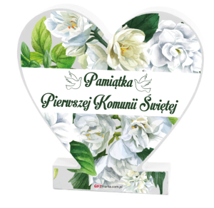 Tabliczka Serce - Pamiątka I Komunii Św. Gołąb
