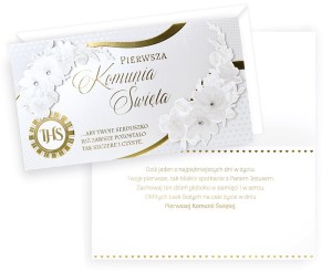 Karnet PM-292 - Pierwsza Komunia Święta (IHS)