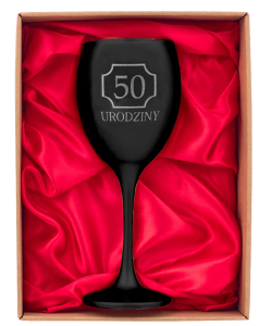 Kieliszek do wina satyna - 50 Urodziny (czarny)