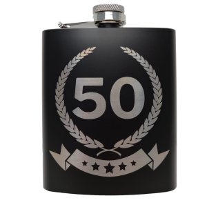 Piersiówka czarna - 50 Urodziny