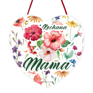 Zawieszka Serce - Kochana Mama (hibiskus)