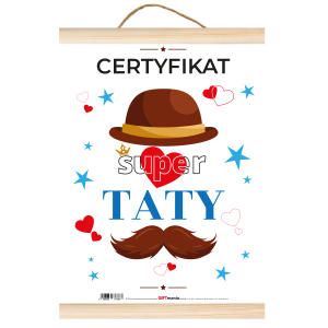 Certyfikat super taty - kapelusz, wąs