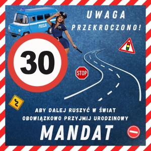 Etykieta 20 x 20 cm - 30 urodziny MANDAT