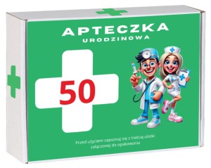 Pudełko 50 urodziny - APTECZKA (zielona)