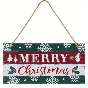 Drewniana zawieszka - Merry Christmas (śnieżynki)
