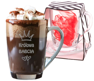 Kubek Szklany + Spodek - Królowa Babcia