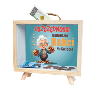 Skarbonka MDF z uchwytem - Oszczędności Babci