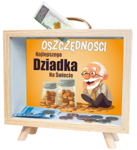 Skarbonka MDF z uchwytem - Oszczędności Dziadka