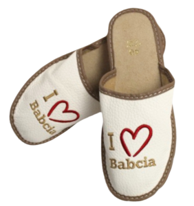 Kapcie - I Love Babcia - Beżowe - Rozm. 37
