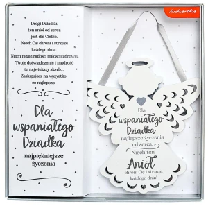 Zawieszka aniołek  ZOP-016 - Dla dziadka srebrna