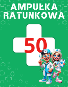 Naklejka 59x46mm - Ampułka Ratunkowa 50
