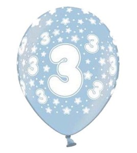 Balony 30cm, 3rd Birthday, Metallic Mix