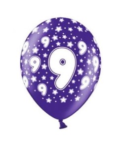 Balony 30cm, 9th Birthday, Metallic Mix