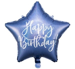 Balon foliowy Happy Birthday, 40cm, granat