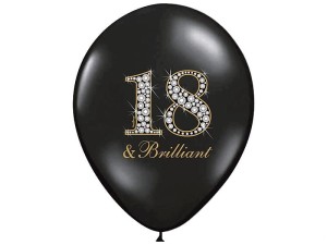 Balony 30cm, 18 & Brilliant, Black