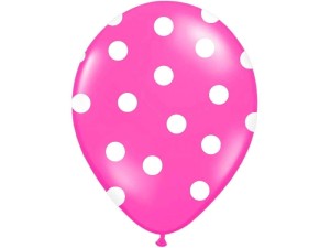 Balony 30cm, Kropki, Pastel Hot Pink