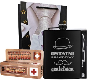 Zestaw Dzień Chłopaka - piersiówka OSTATNI + żel + torebka