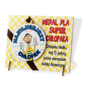 Medal drewno podstawka dla super chłopak