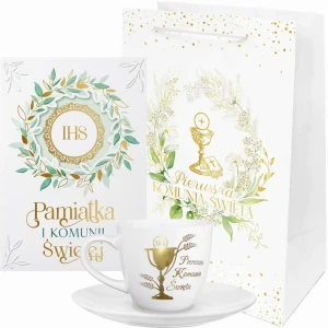 Zestaw na Komunię Świętą - Filiżanka, Torebka, Kartka
